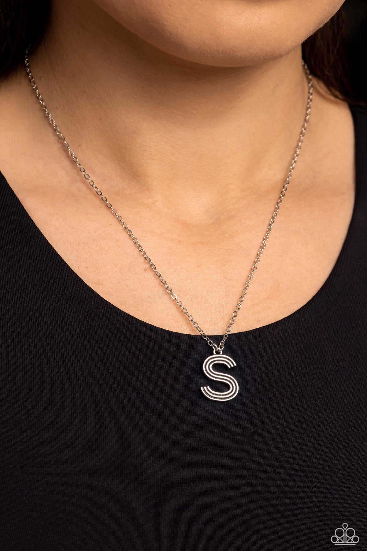 Leave Your Initials - S - Silver  Pendant Necklace