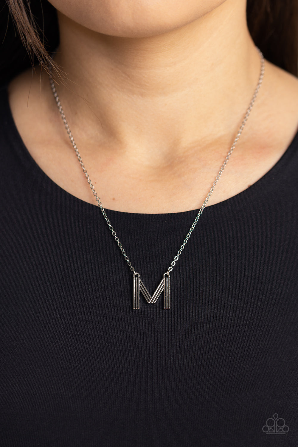 Leave Your Initials - M - Silver Pendant Necklace