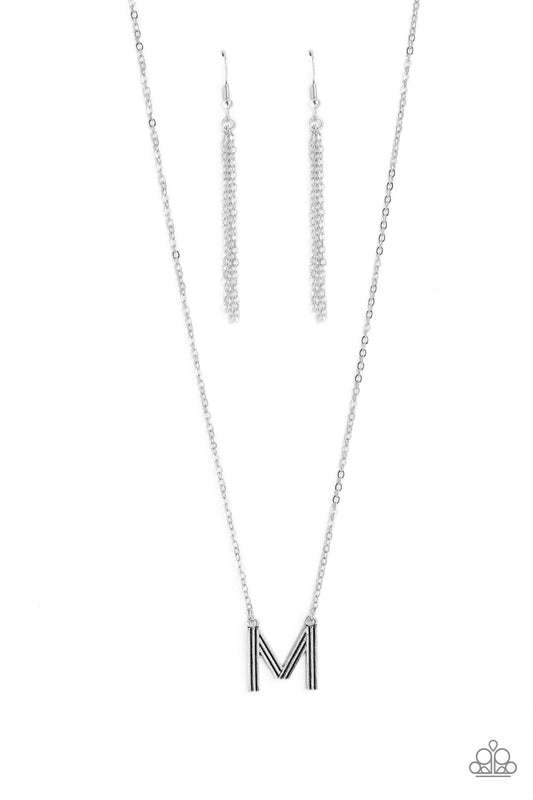 Leave Your Initials - M - Silver Pendant Necklace