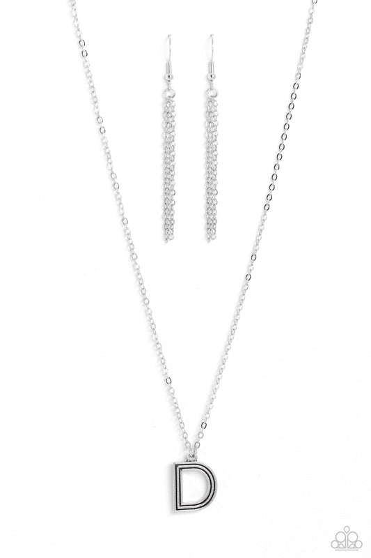 Leave Your Initials - D - Silver Pendant Necklace