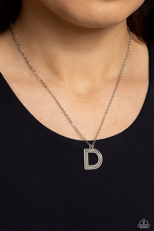 Leave Your Initials - D - Silver Pendant Necklace