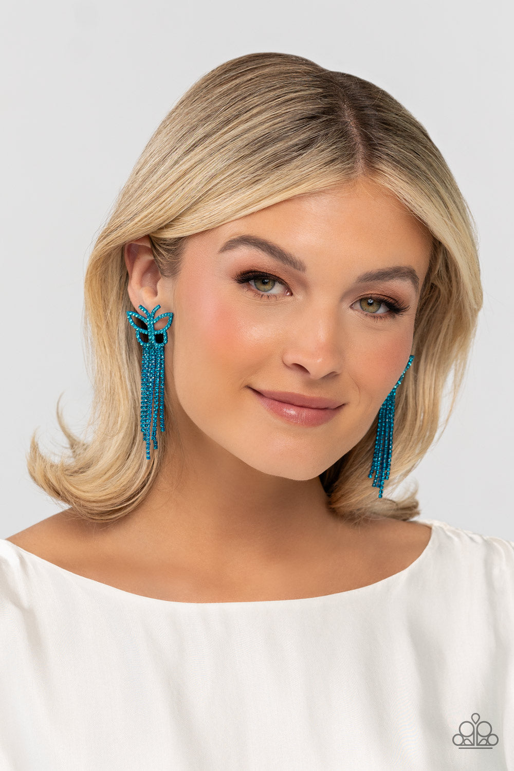 Billowing Butterflies Blue Tassel Earrings