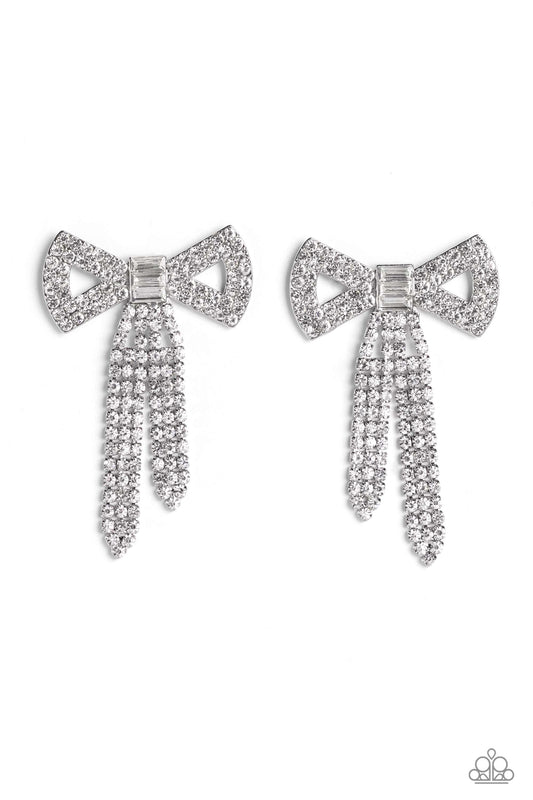 Just BOW With It Silver Earrings