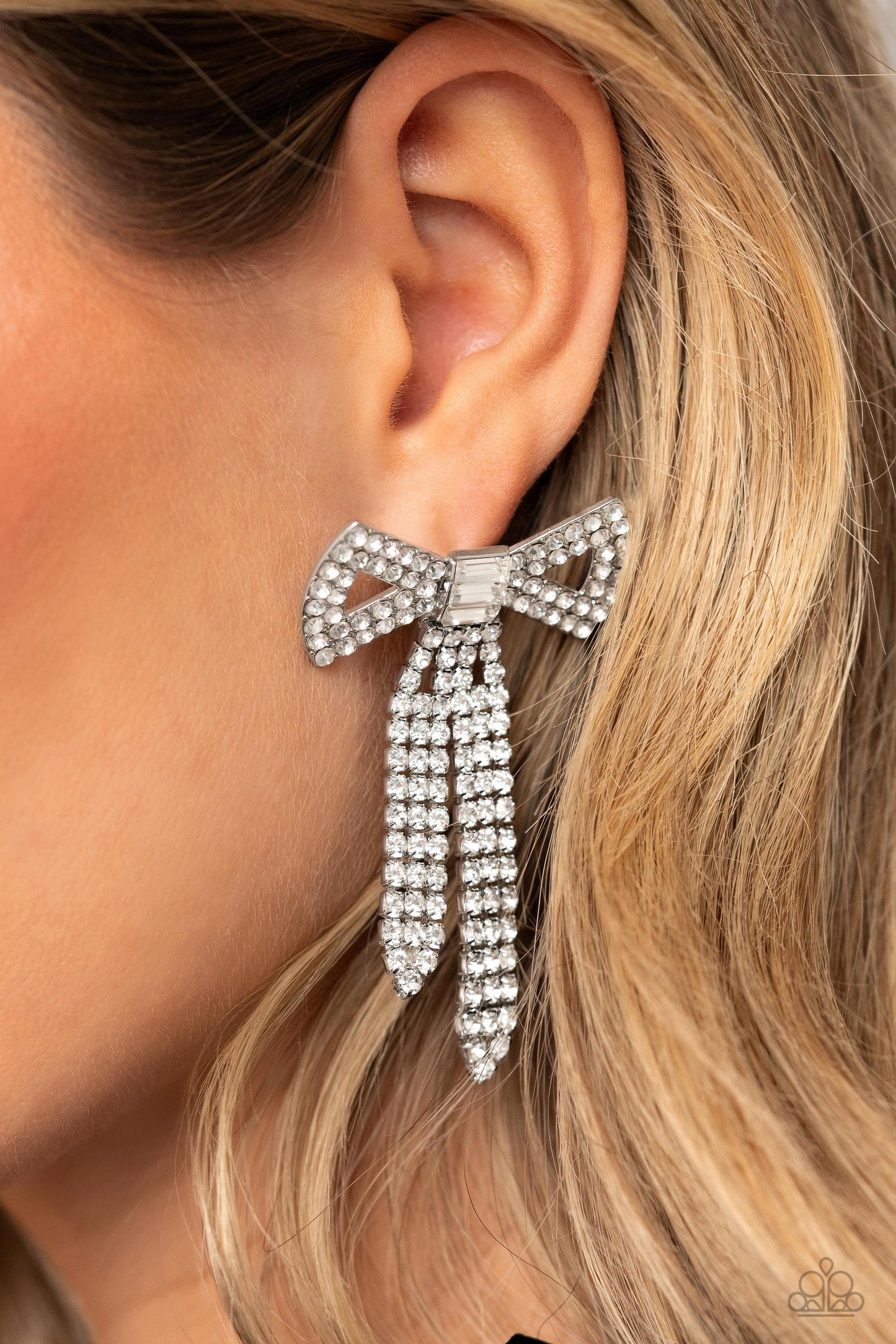 Just BOW With It Silver Earrings