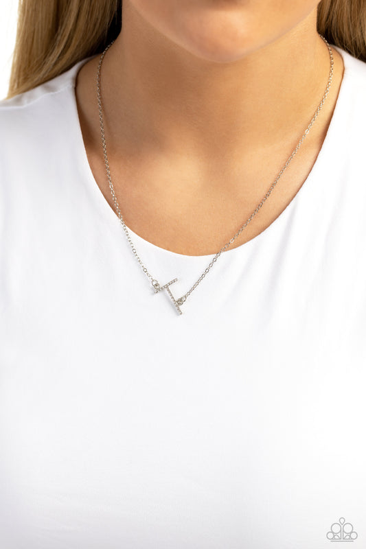 INITIALLY Yours - T - Silver Pendant Necklace