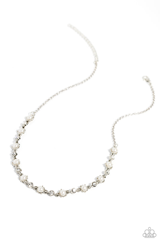 Pronged Passion White Pearl Necklace