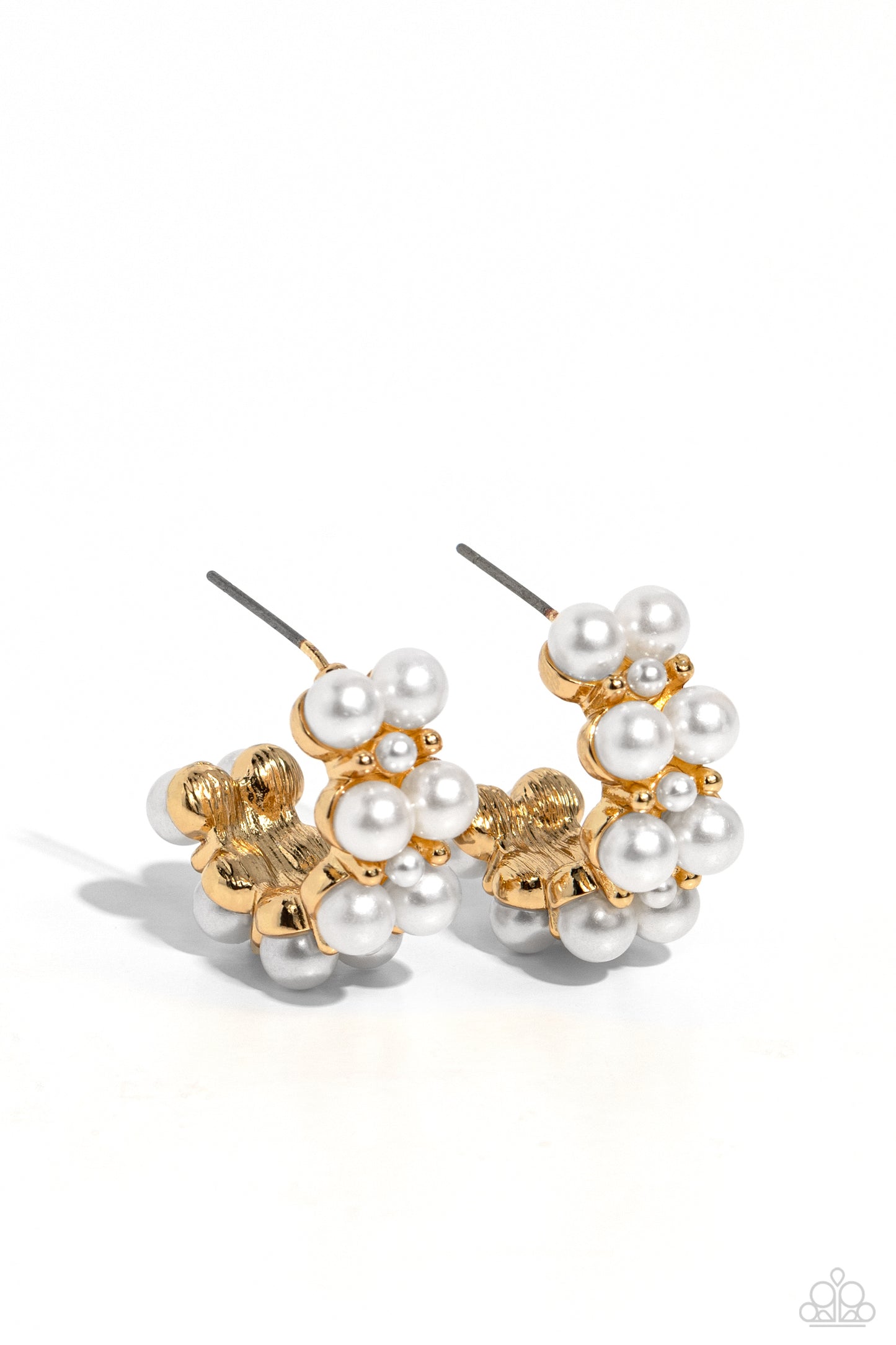 White Collar Wardrobe Gold Pearl Hoops