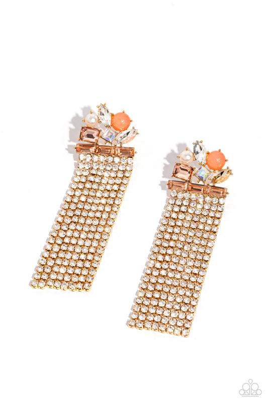 Horizontal Hallmark Gold Rhinestone Post Earrings