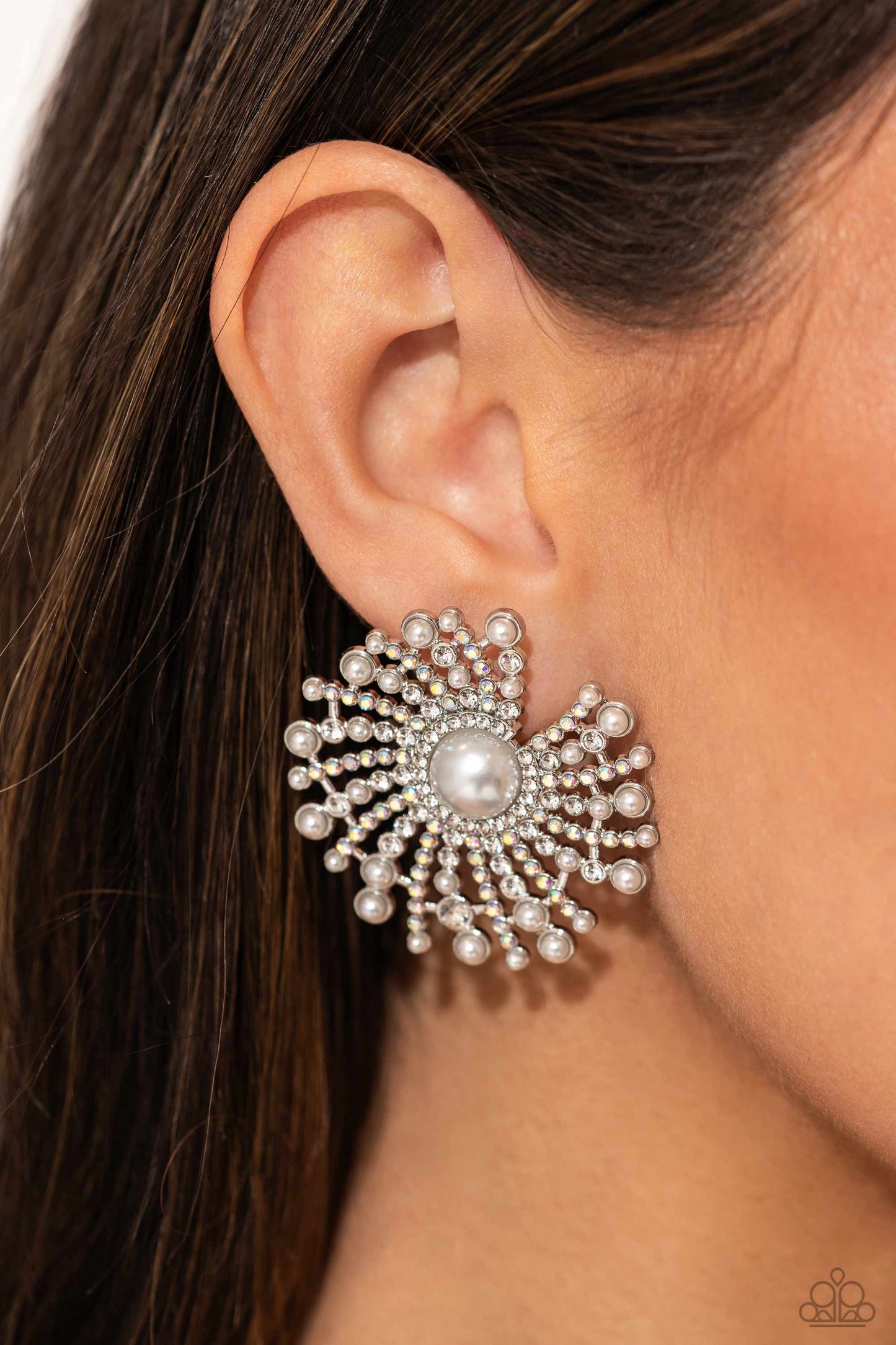 Fancy Fireworks Multi White Pearl Earrings