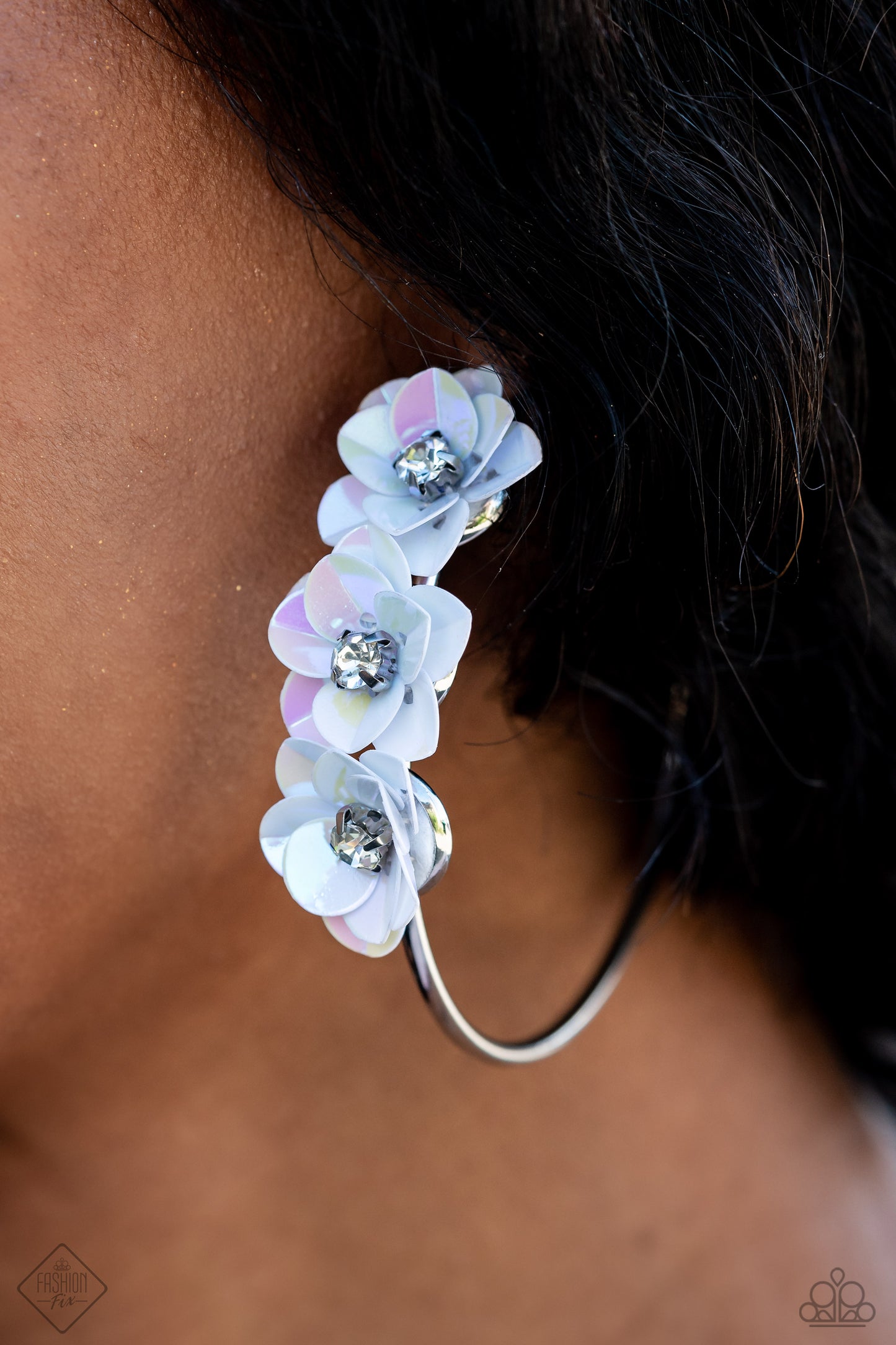 Ethereal Embellishment Multi Iridescent Floral Hoops