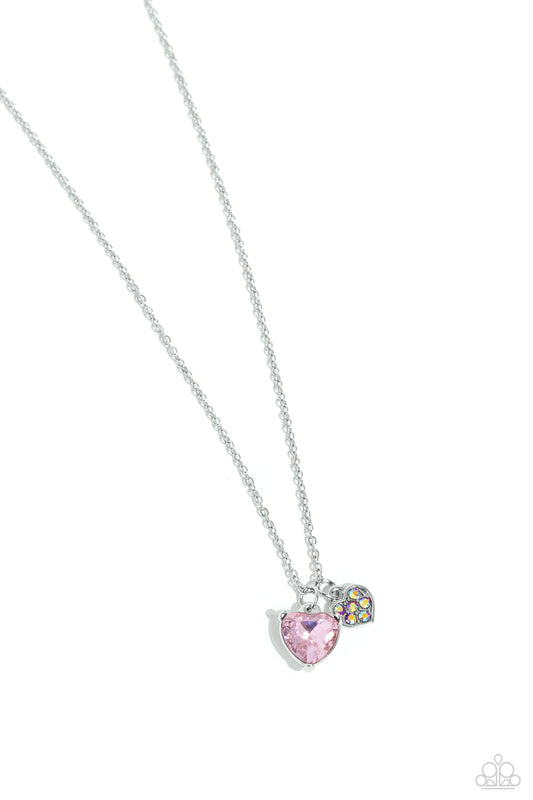 Devoted Delicacy Pink Iridescent Heart Necklace