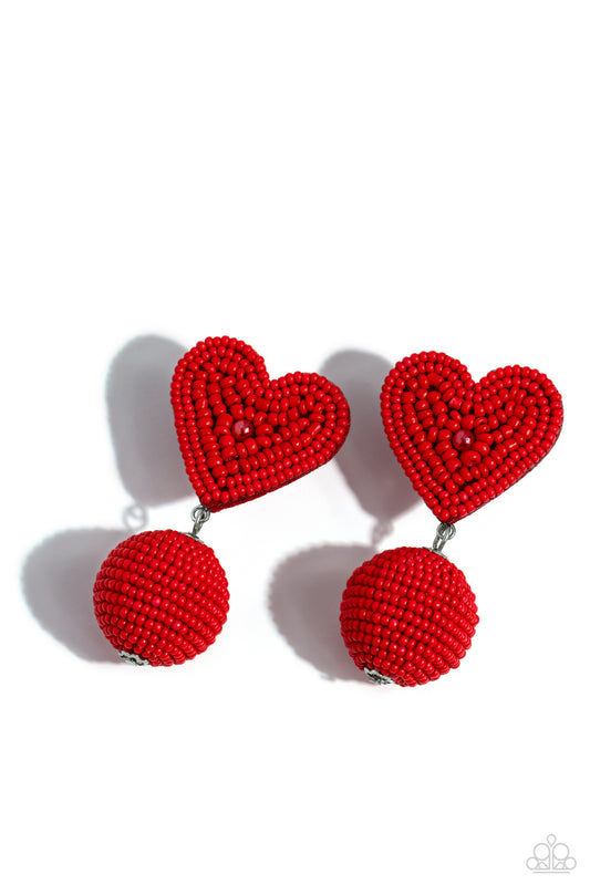 Spherical Sweethearts Red Seedbead Earrings