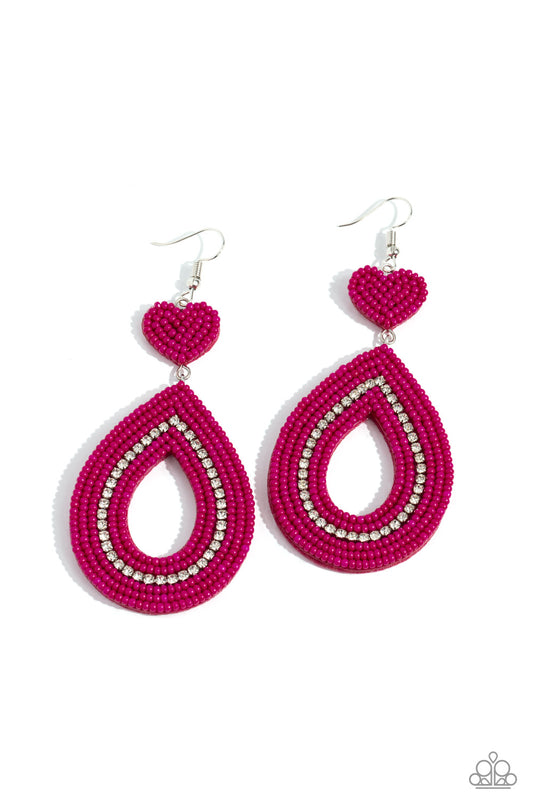 Now SEED Here Pink Heart Earrings