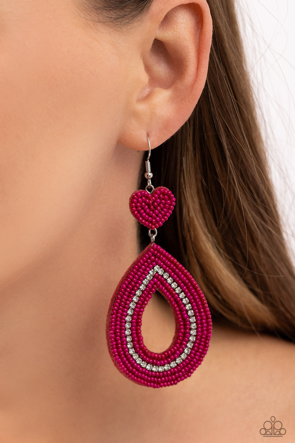 Now SEED Here Pink Heart Earrings