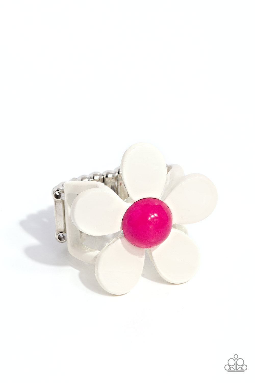 Groovy Genre White Flower Ring