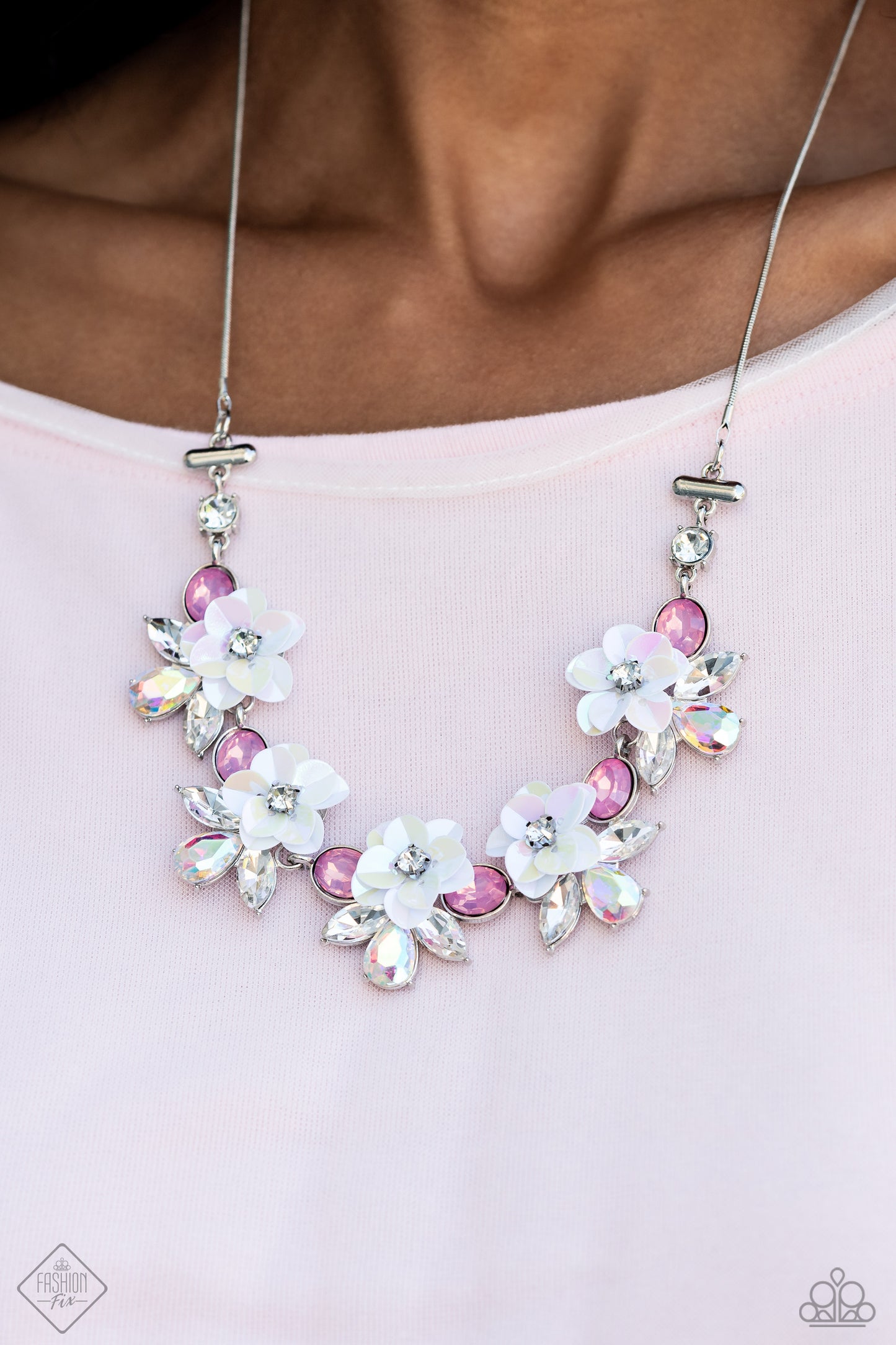 Ethereally Enamored Multi Iridescent Floral Necklace