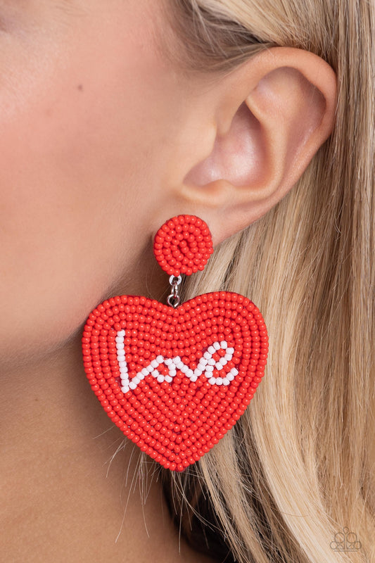 Sweet Seeds Red Heart Earrings