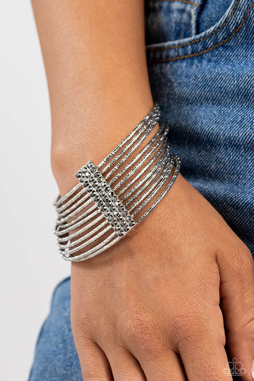 Shimmery Silhouette Silver Gunmetal Bangles