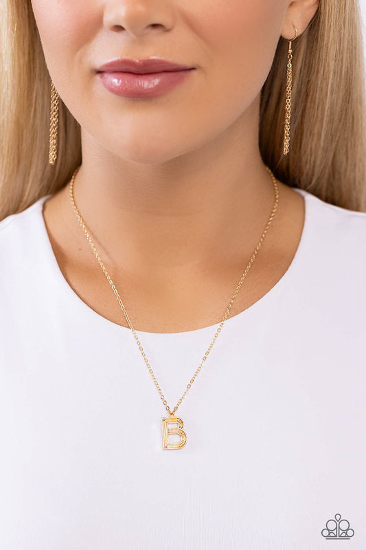 Leave Your Initials - B - Gold Pendant Necklace