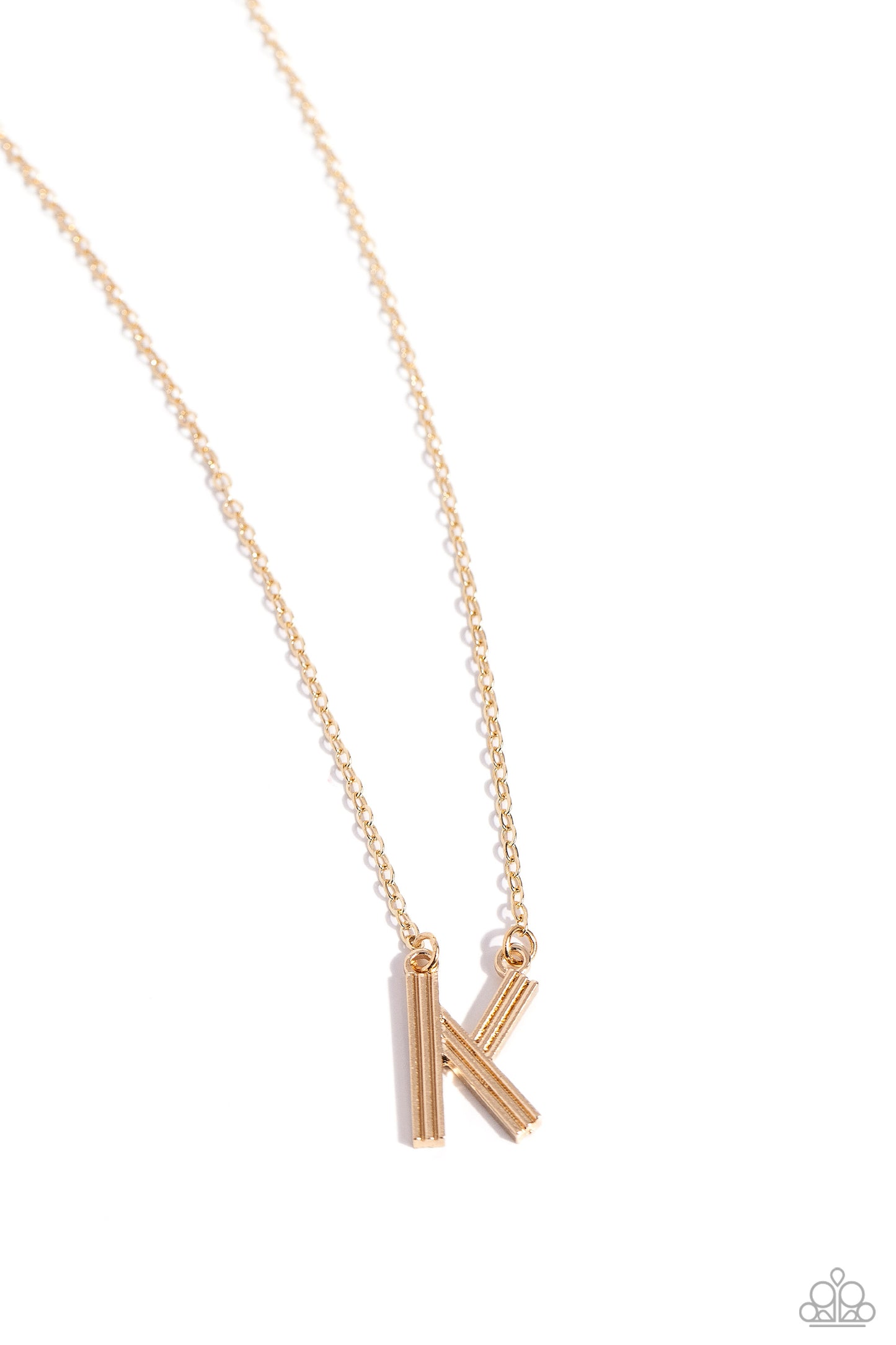 Leave Your Initials - K - Gold Pendant Necklace