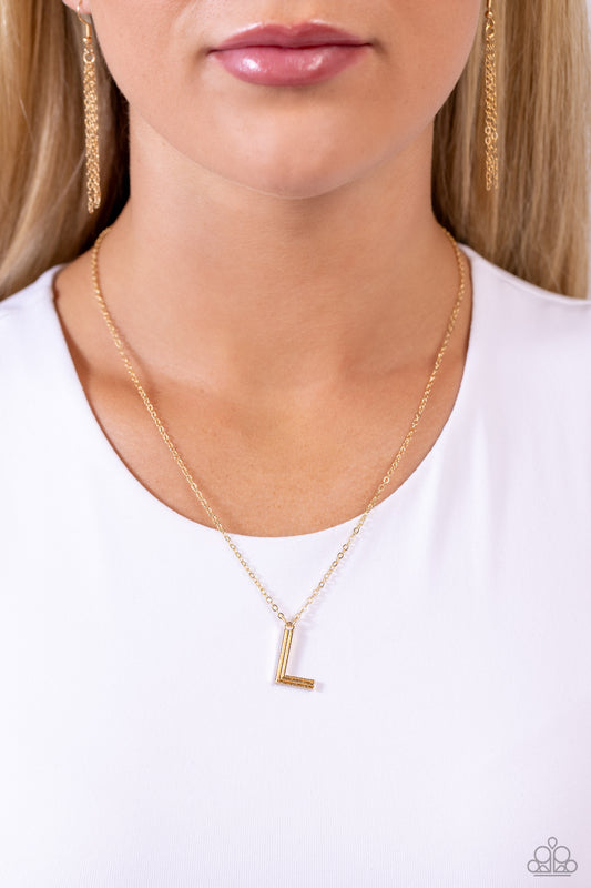 Leave Your Initials - L - Gold Pendant Necklace