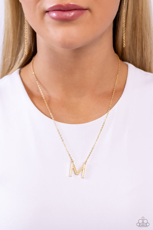 Leave Your Initials - M - Gold Pendant Necklace