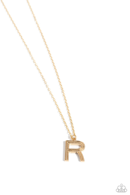 Leave Your Initials - R - Gold Pendant Necklace