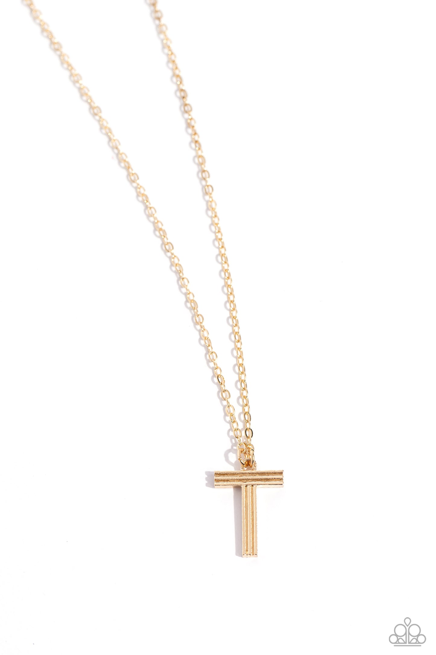 Leave Your Initials - T - Gold Pendant Necklace