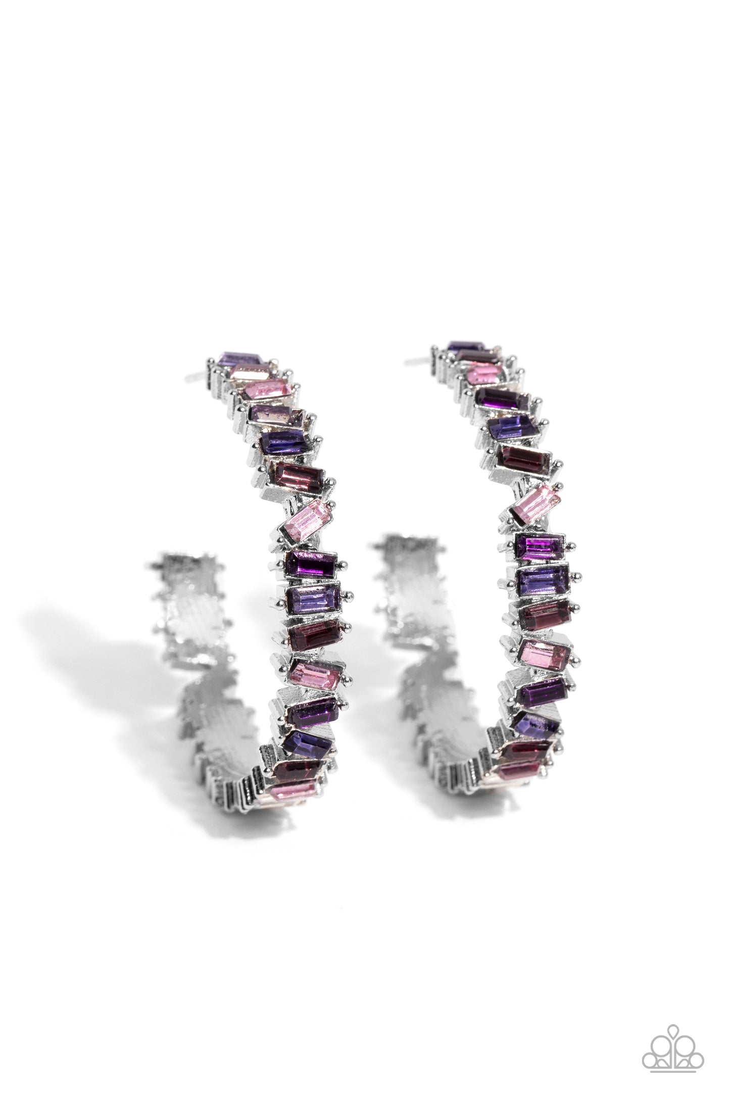 Effortless Emeralds Purple Rhinestone Hoops