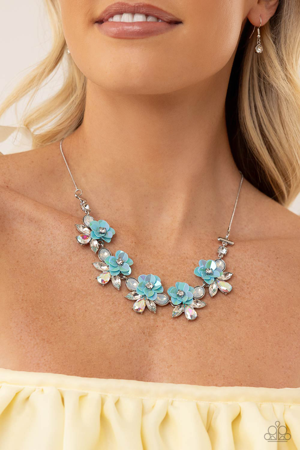 Ethereally Enamored Blue Floral Necklace