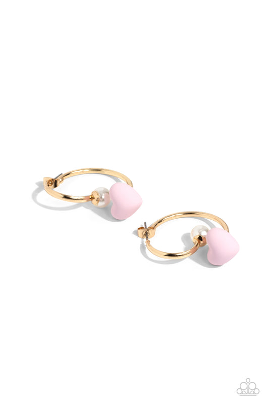 Romantic Representative Pink Heart Hoops