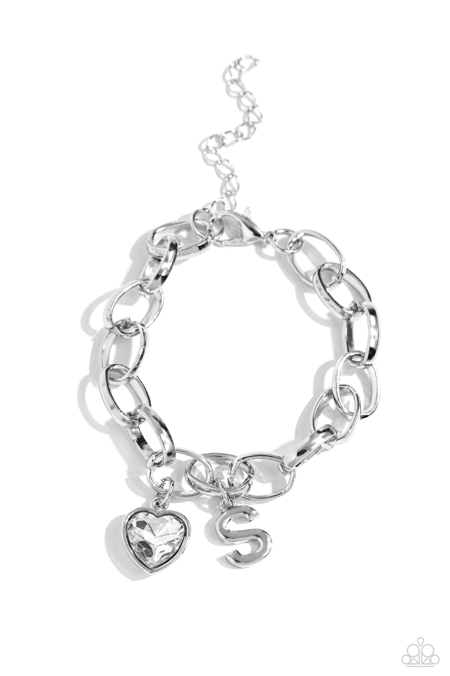 Guess Now Its INITIAL - S - Silver Charm Bracelet