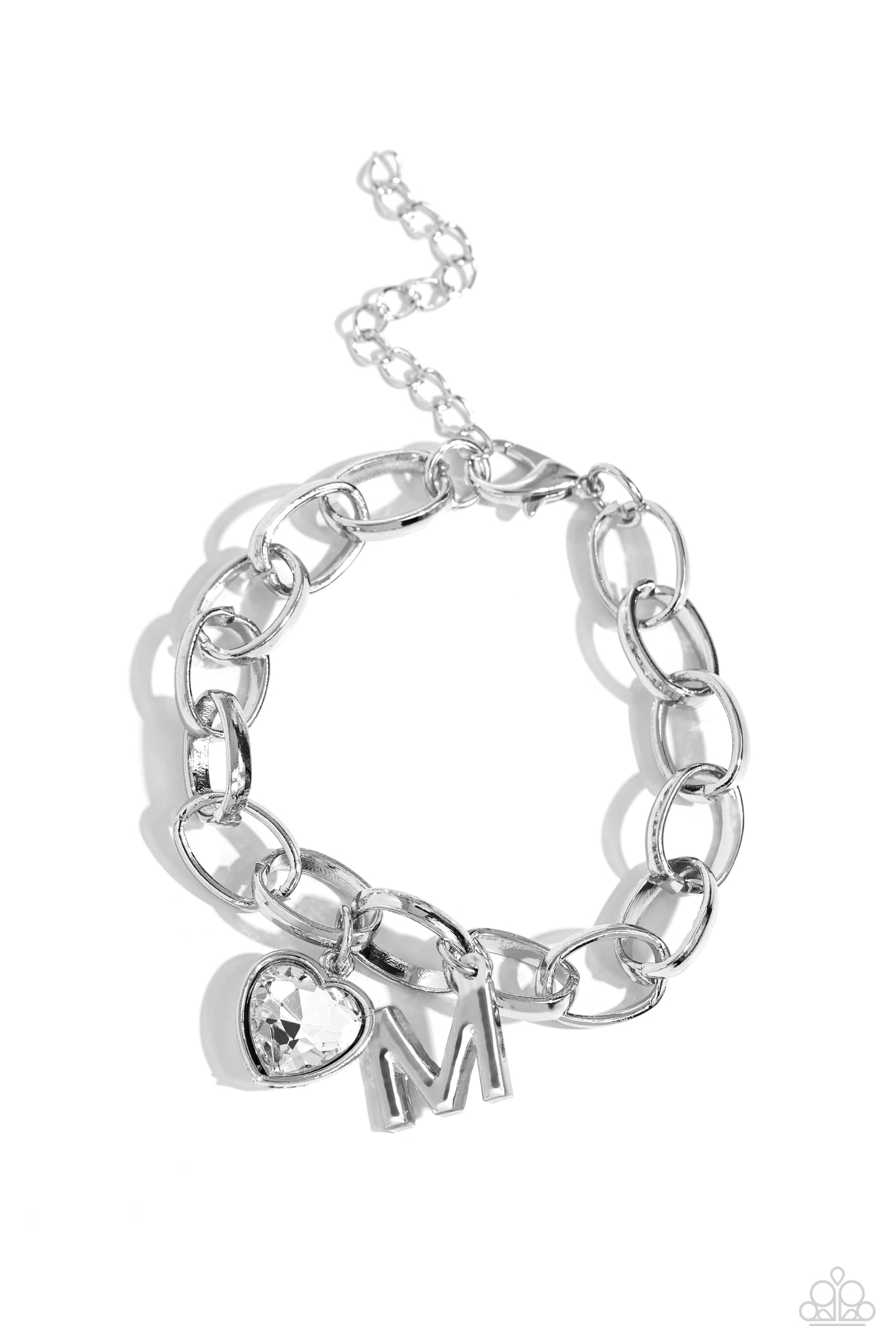 Guess Now Its INITIAL - M - Silver Charm Bracelet