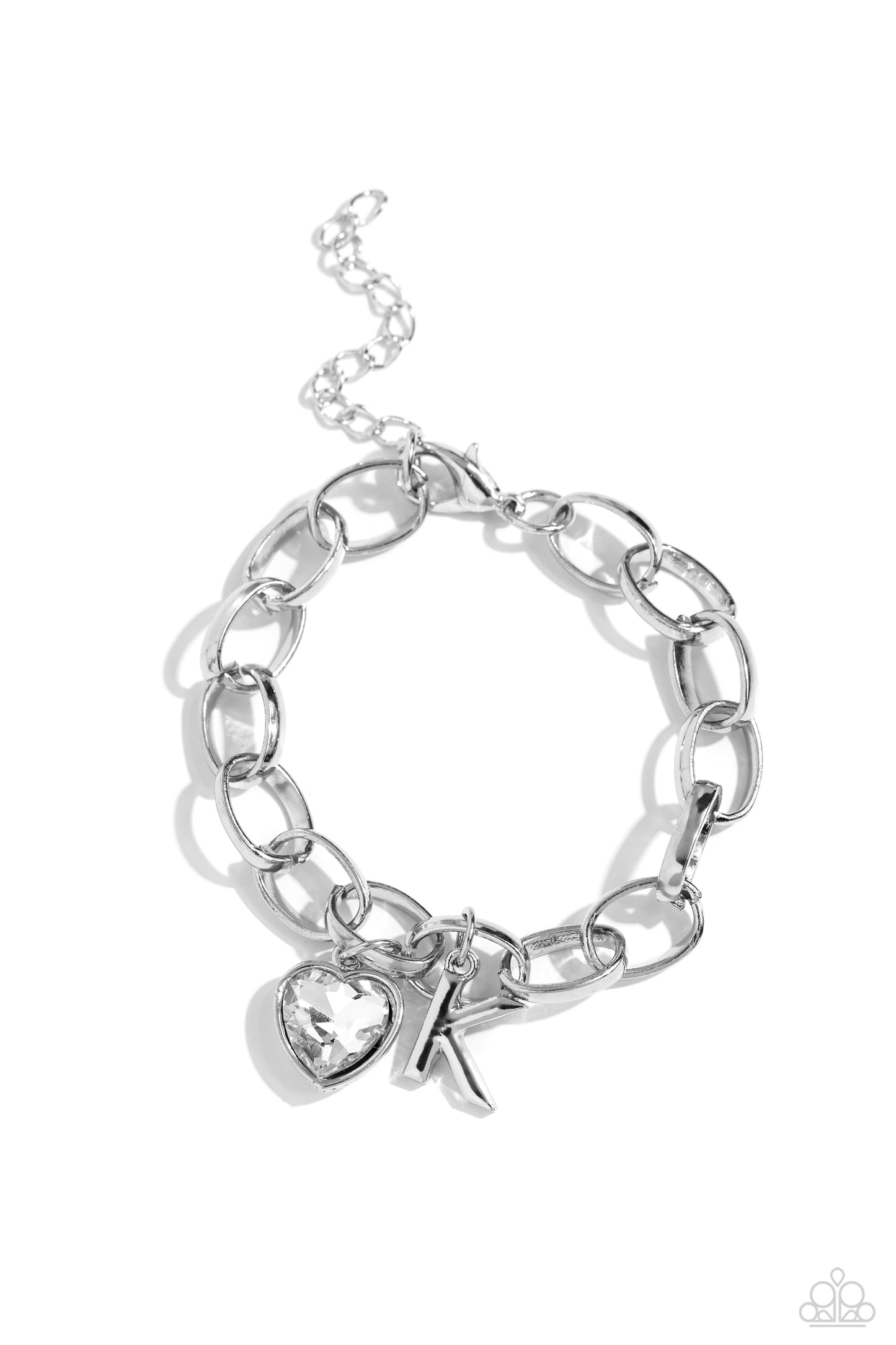 Guess Now Its INITIAL - K - Silver Charm Bracelet