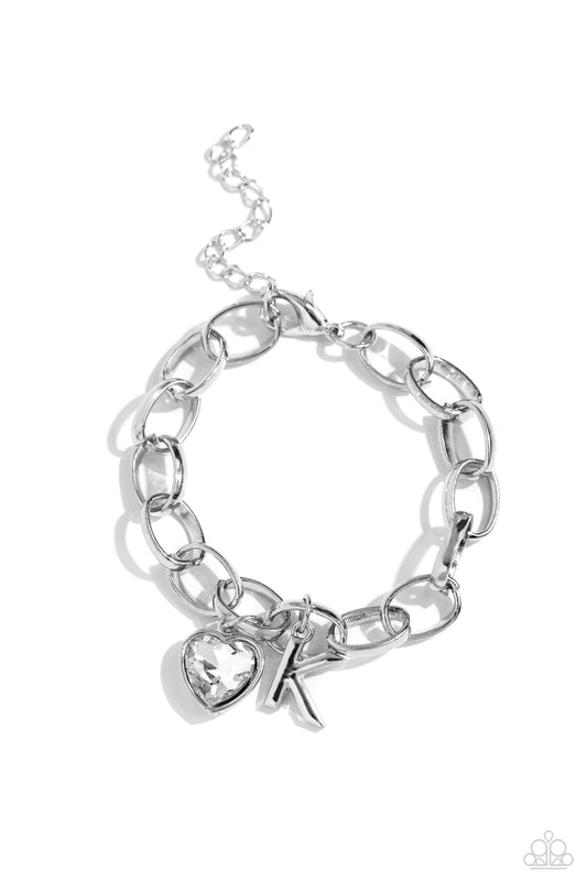 Guess Now Its INITIAL - K - Silver Charm Bracelet