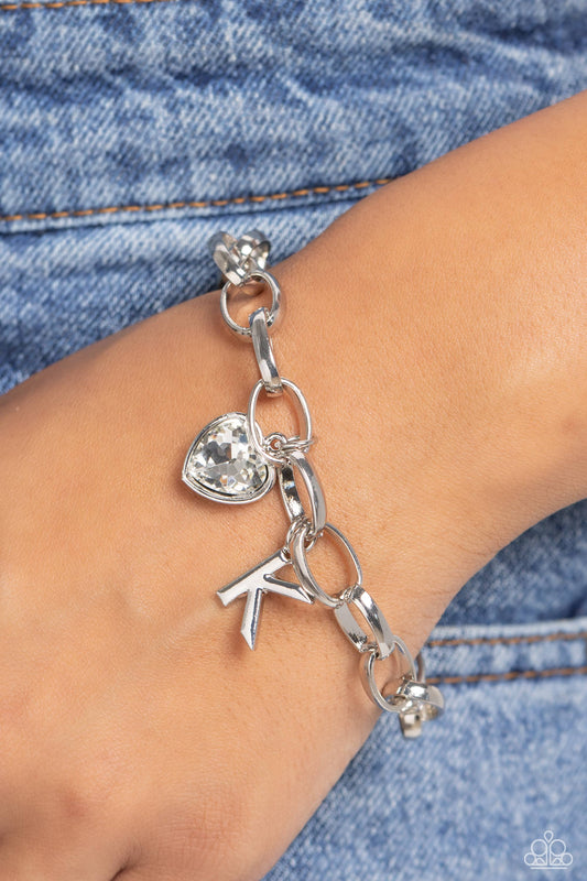 Guess Now Its INITIAL - K - Silver Charm Bracelet