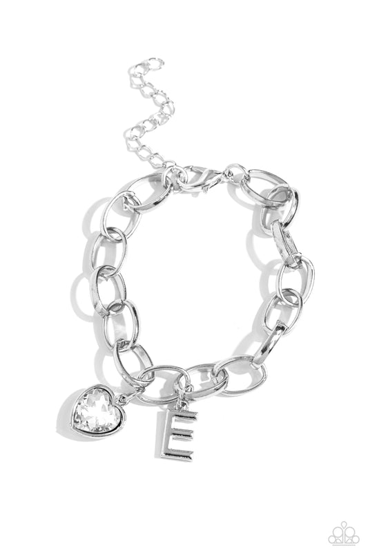 Guess Now Its INITIAL - E - Silver Charm Bracelet