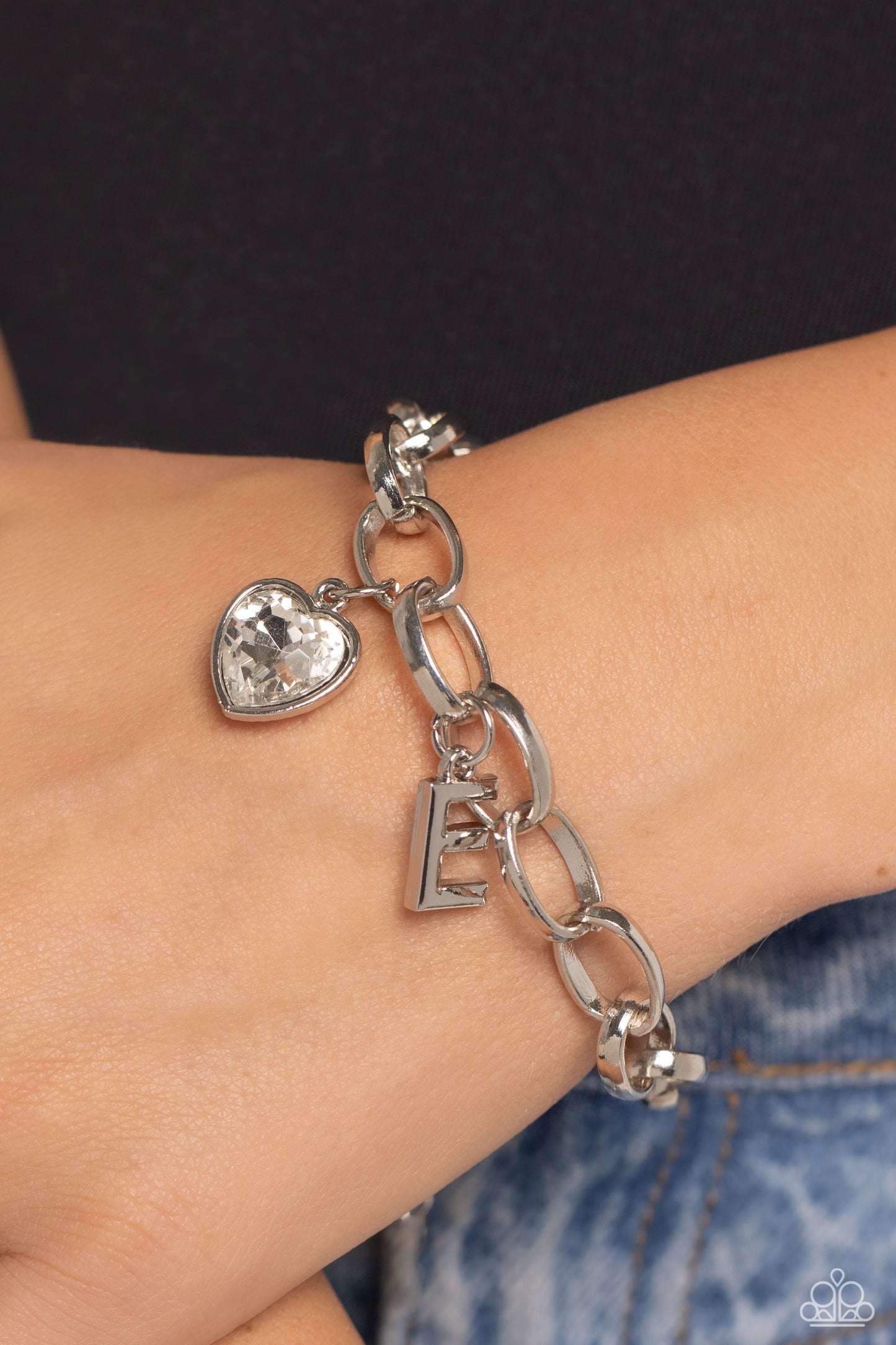 Guess Now Its INITIAL - E - Silver Charm Bracelet