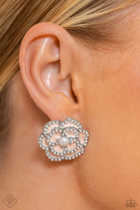 Suave Sensation White Floral Earrings