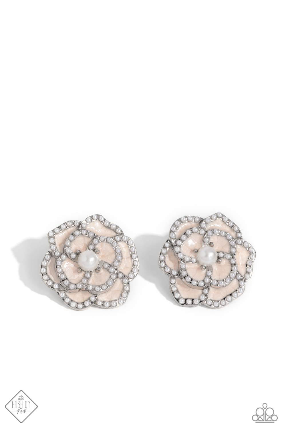 Suave Sensation White Floral Earrings