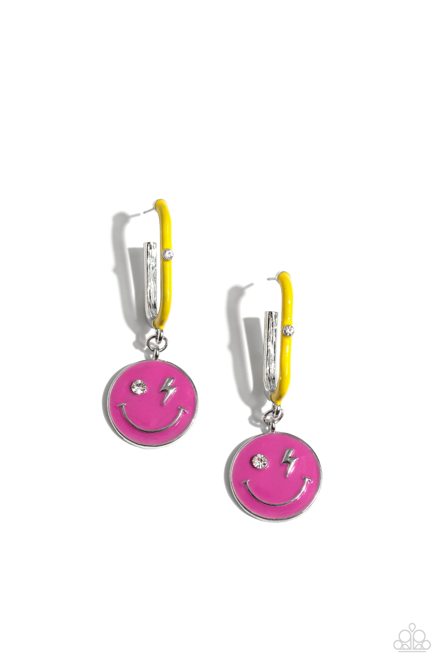 Personable Pizzazz Pink Smiley Earrings