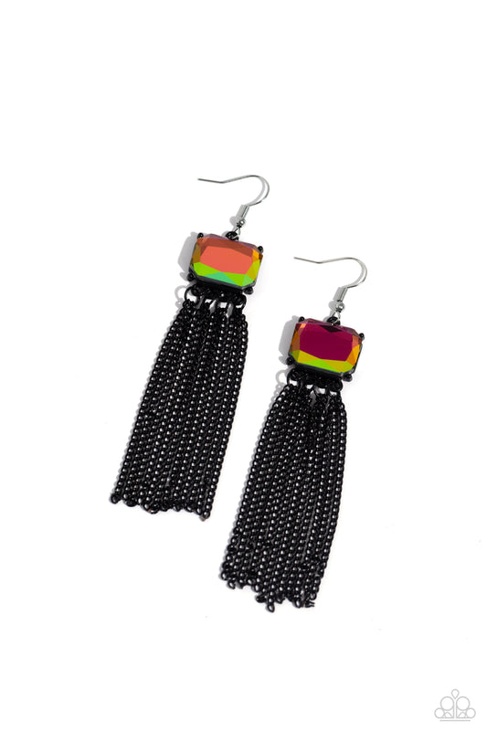 Dreaming Of TASSELS Black Multi Oil Spill Earrings