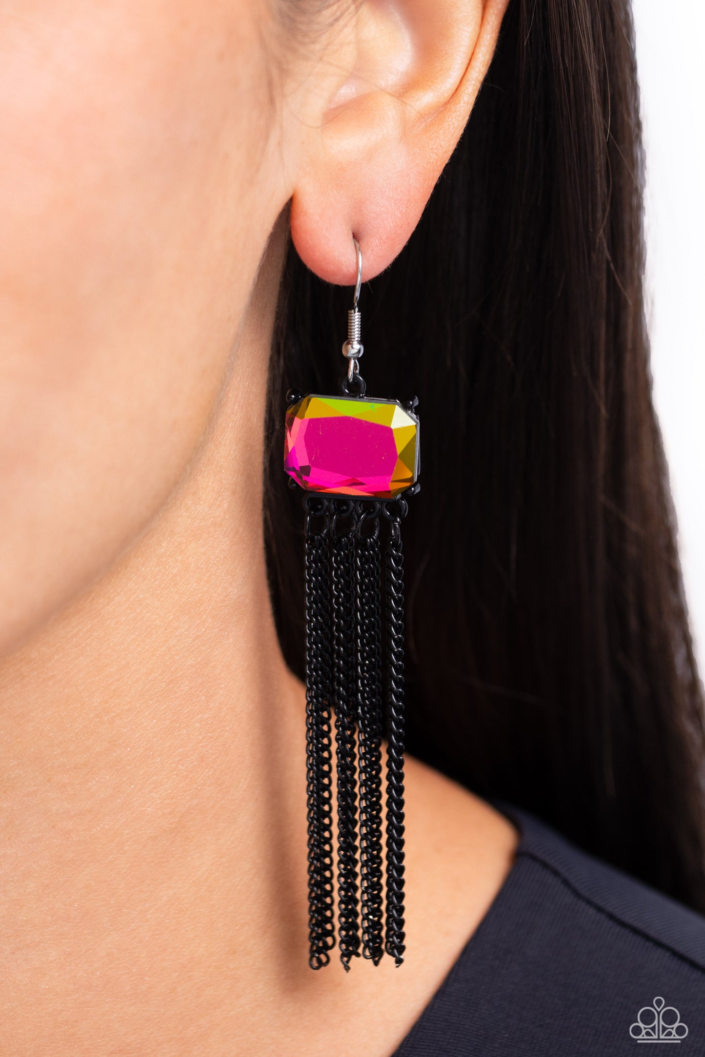 Dreaming Of TASSELS Black Multi Oil Spill Earrings