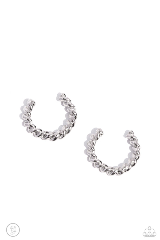 Twisted Travel Silver Ear Cuffs