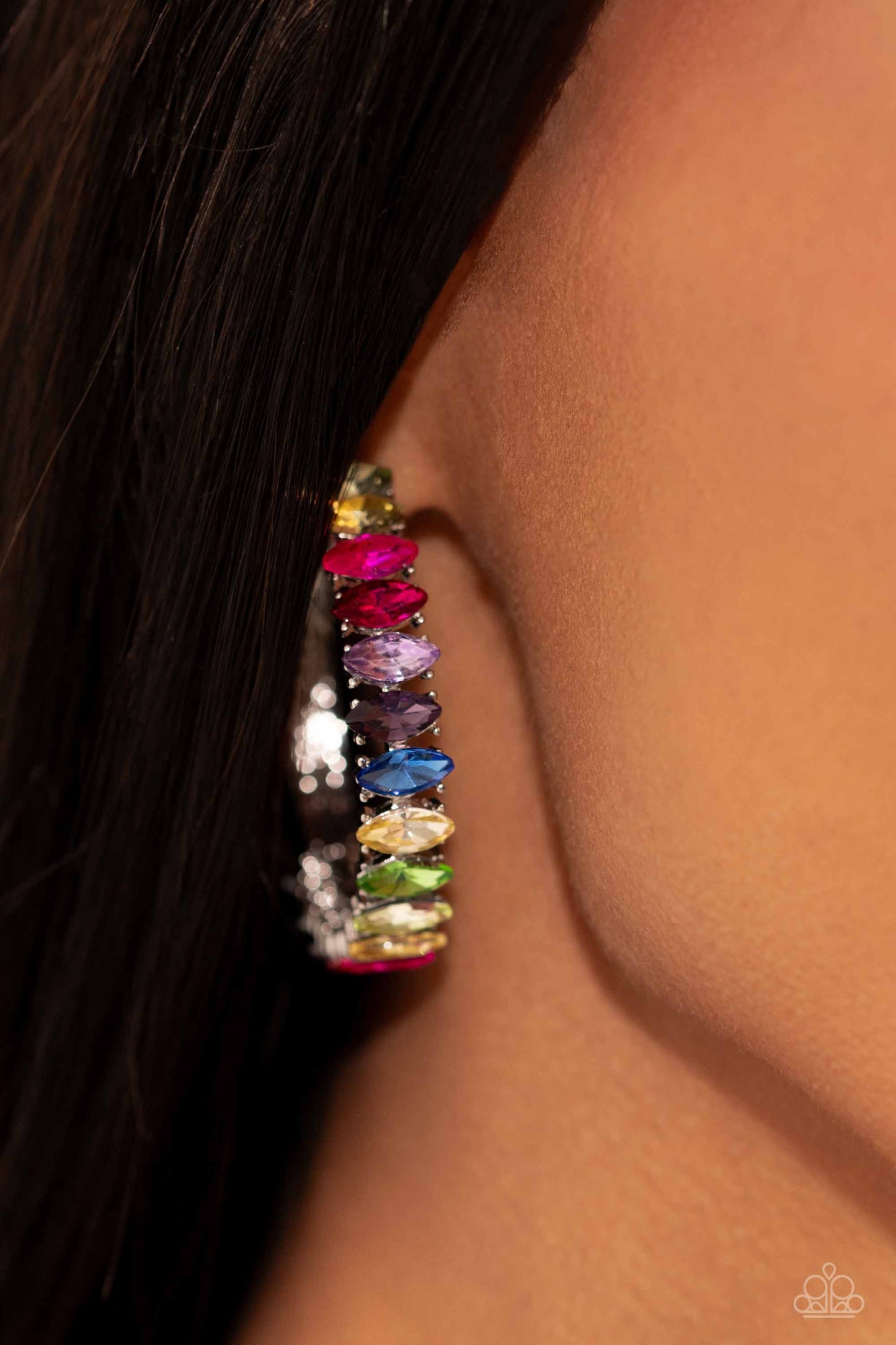 Rainbow Range Multi Rhinestone Hoops