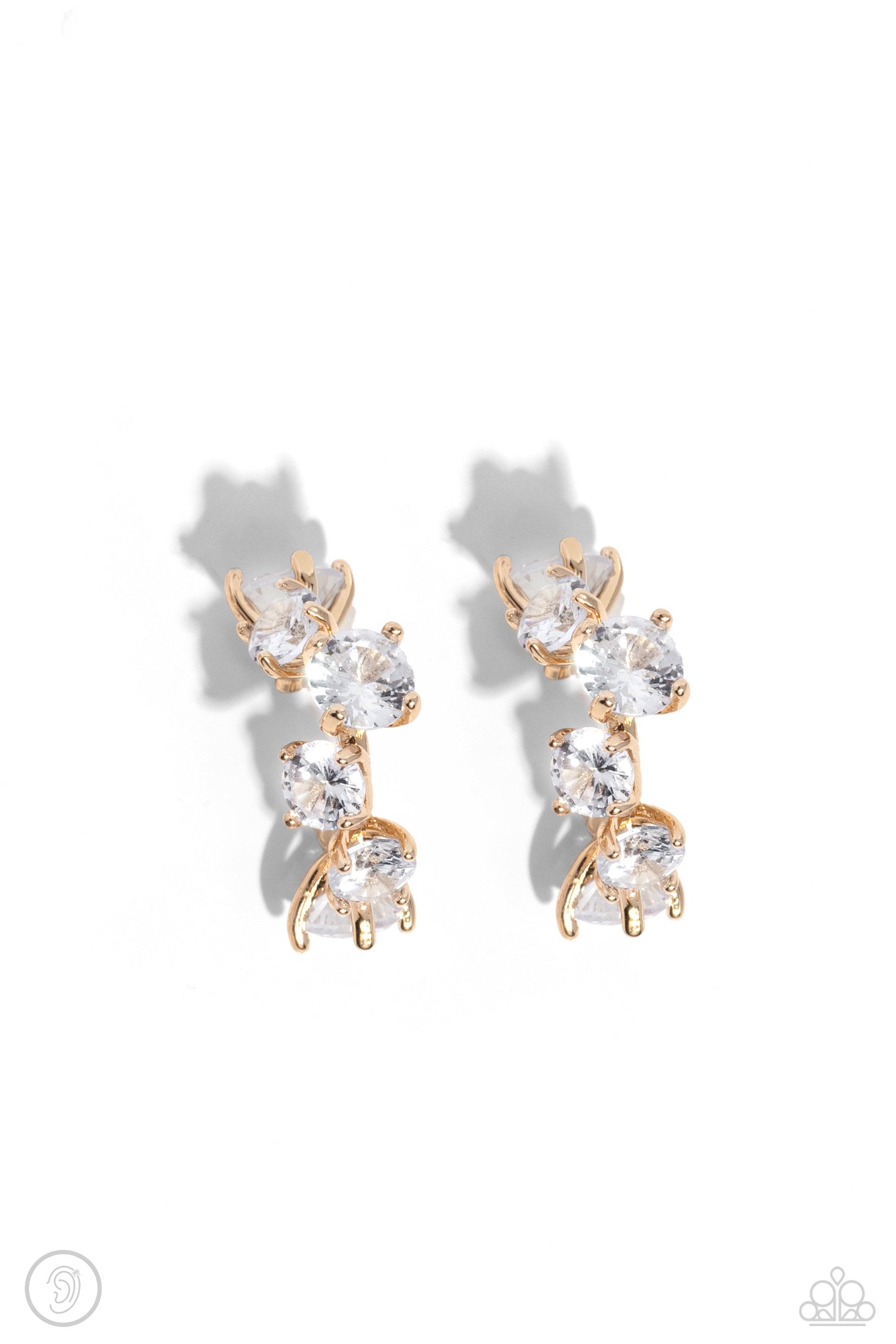 Breathtaking Blend Gold Rhinestone Ear Cuffs