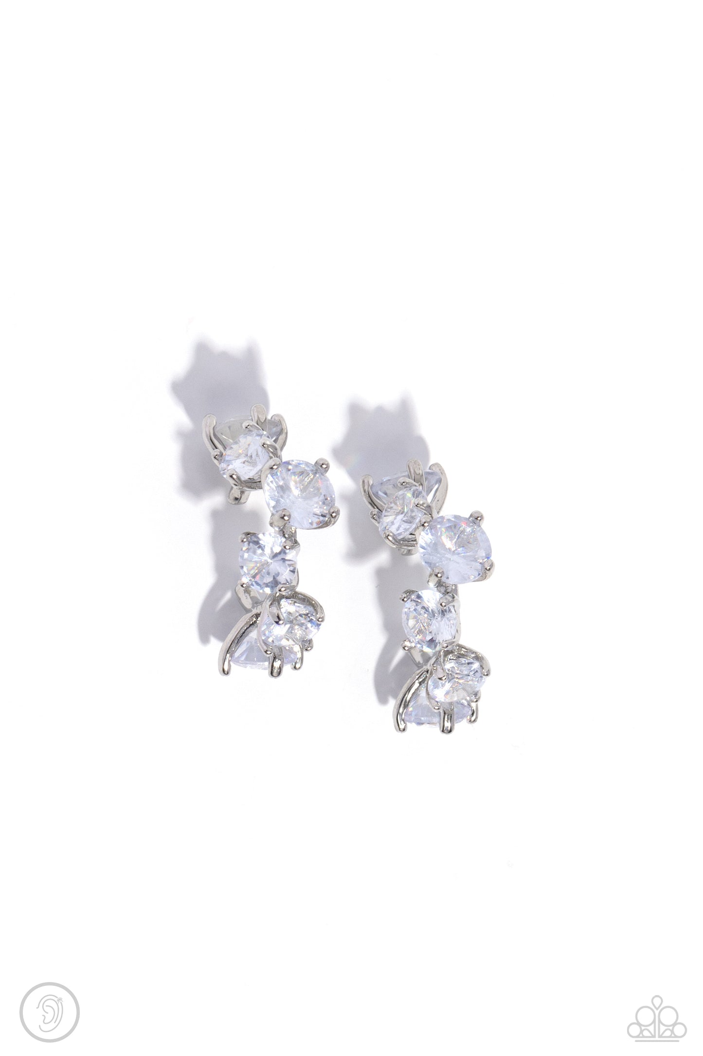 Breathtaking Blend Silver Rhinestone Ear Cuff