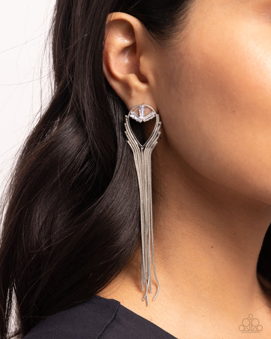 Elongated Effervescence Silver Earrings