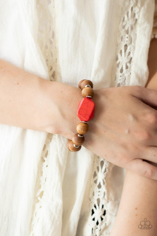 Abundantly Artisan Red Wood Bracelet