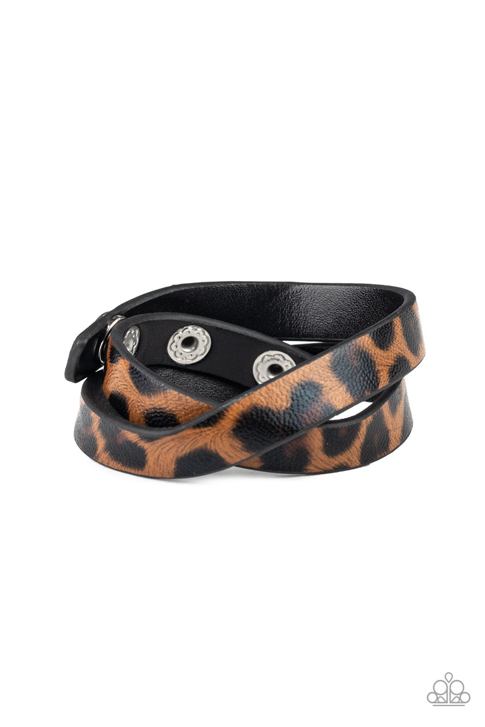 All Grrirl Long Brown Cheetah Wrap Bracelet